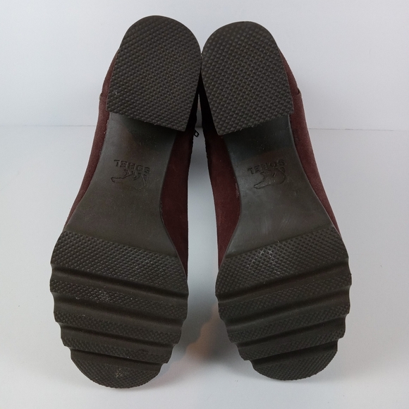 Sorel Farah Boots Womens 7 Burgundy Suede Leather Mid-Calf Casual Tassel Lace-up - Picture 8 of 9